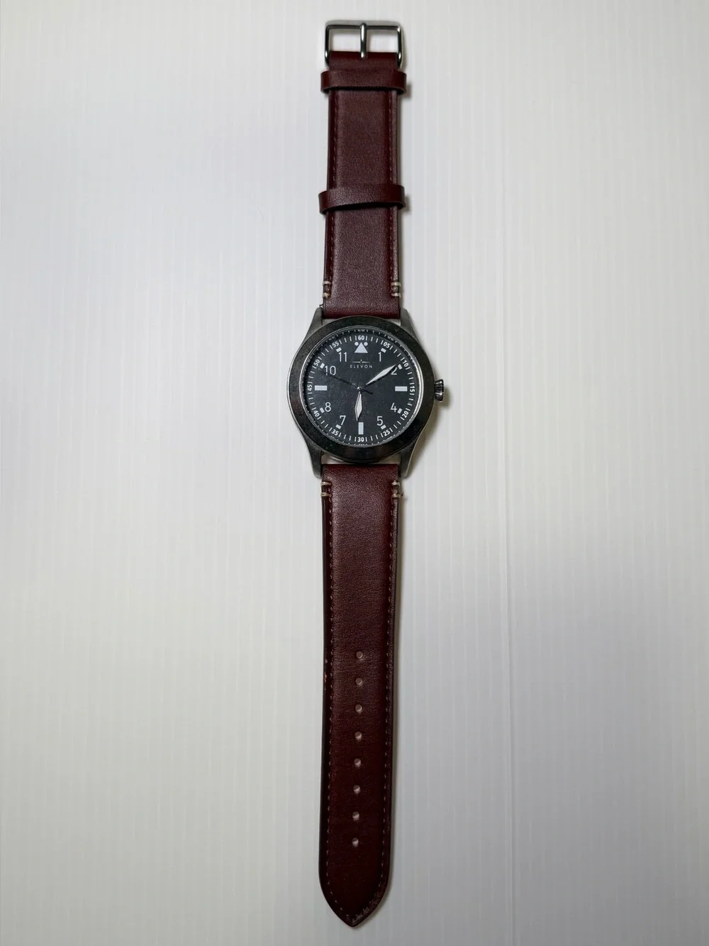 Elevon Men’s Black Dial Brown Leather Strap Analog Watch Casual Dress